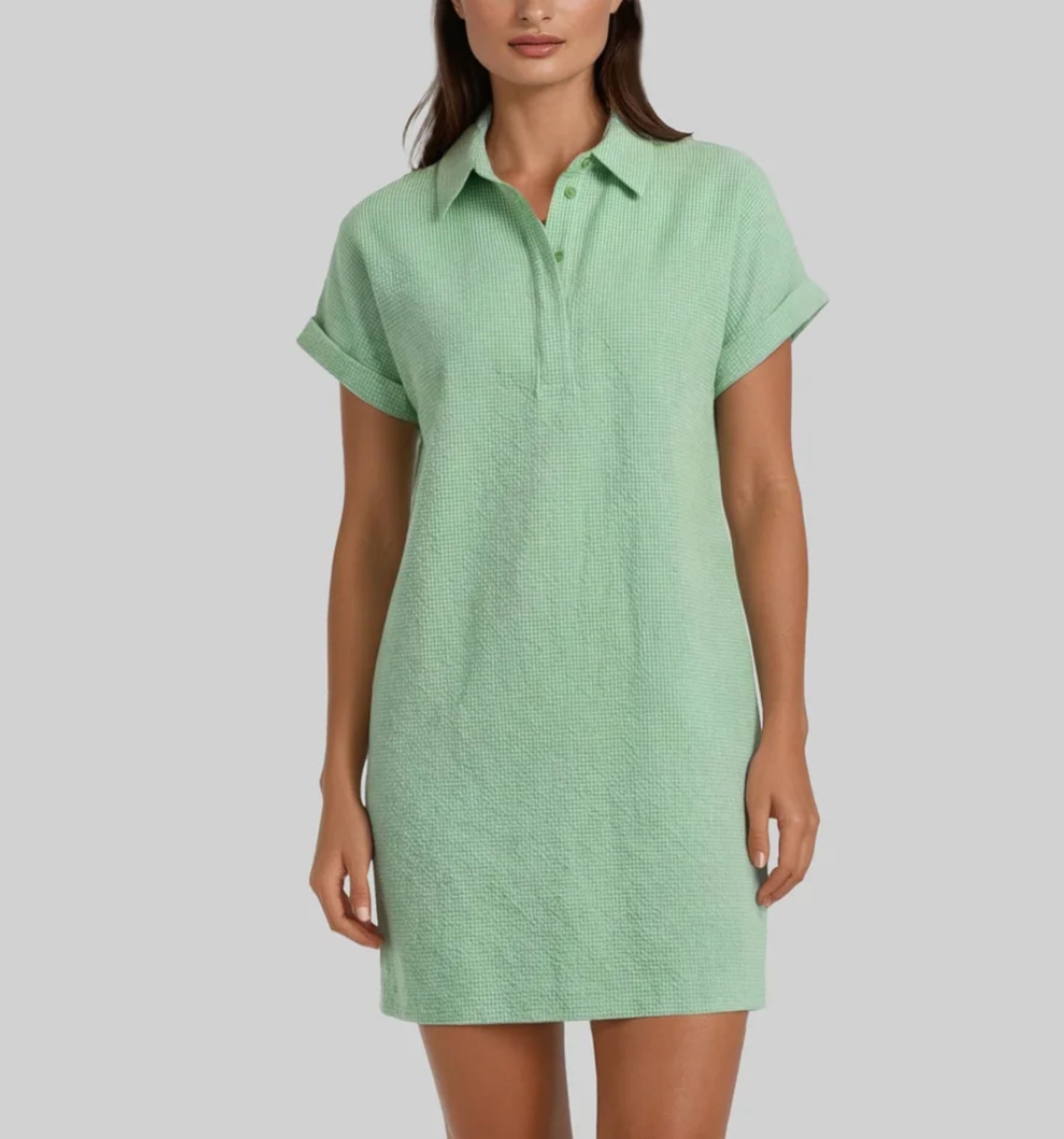 Kyle Collared Dress in Clover by Peace of Cloth