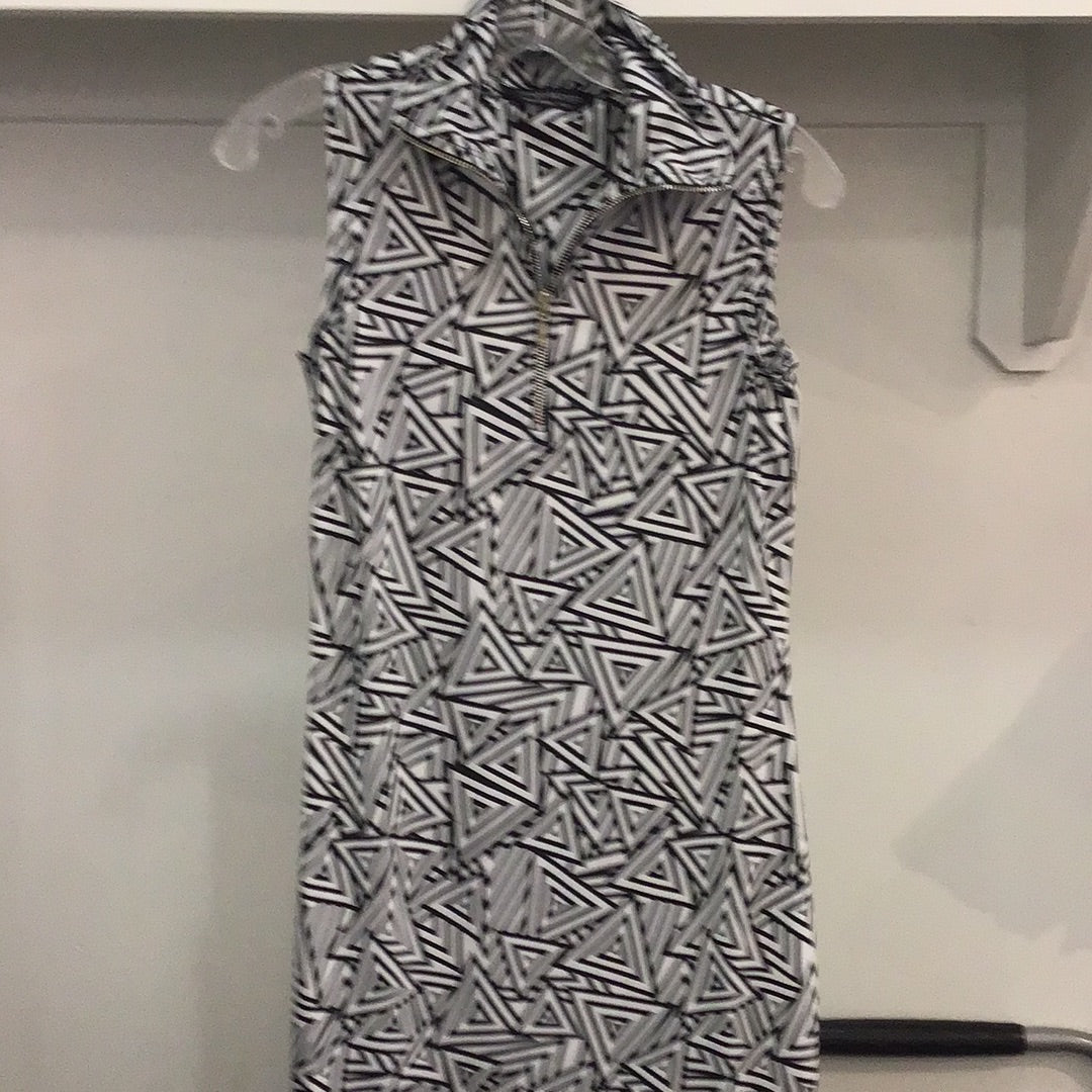 Sleeveless Dress in Black and White Triangles by Tango Mango