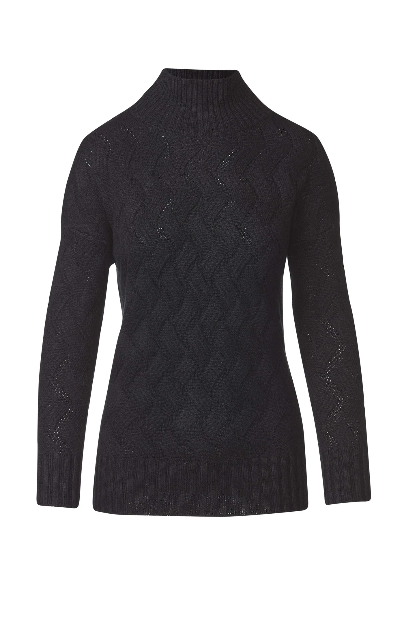 Luxe Cable Funnel Cashmere Sweater in Flannel Grey by Kinross