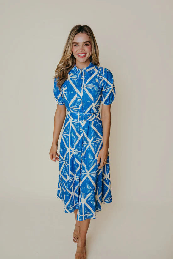 Lainey Dress in Blue Tile by LaRoque