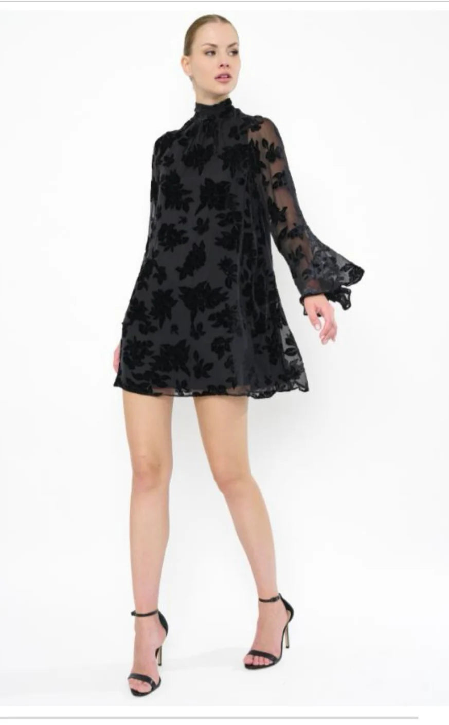 Barry Dress in Burnout Floral Black by Flora Bea