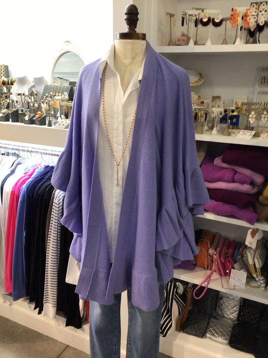 Cashmere Ruffle Wrap in Periwinkle by Pure Amici