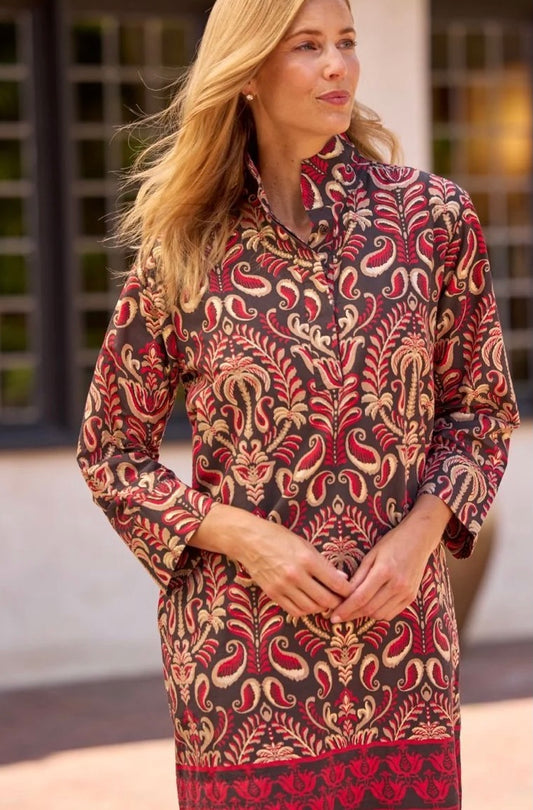Helen Dress in Ornate Topiary Espresso/Gold by Jude Connally