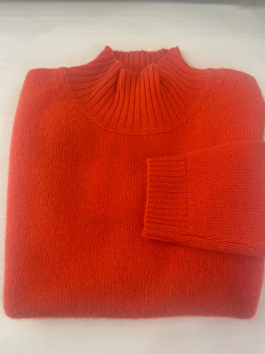 Mock Turtle Neck Cashmere Sweater in Orange by Poshabilities