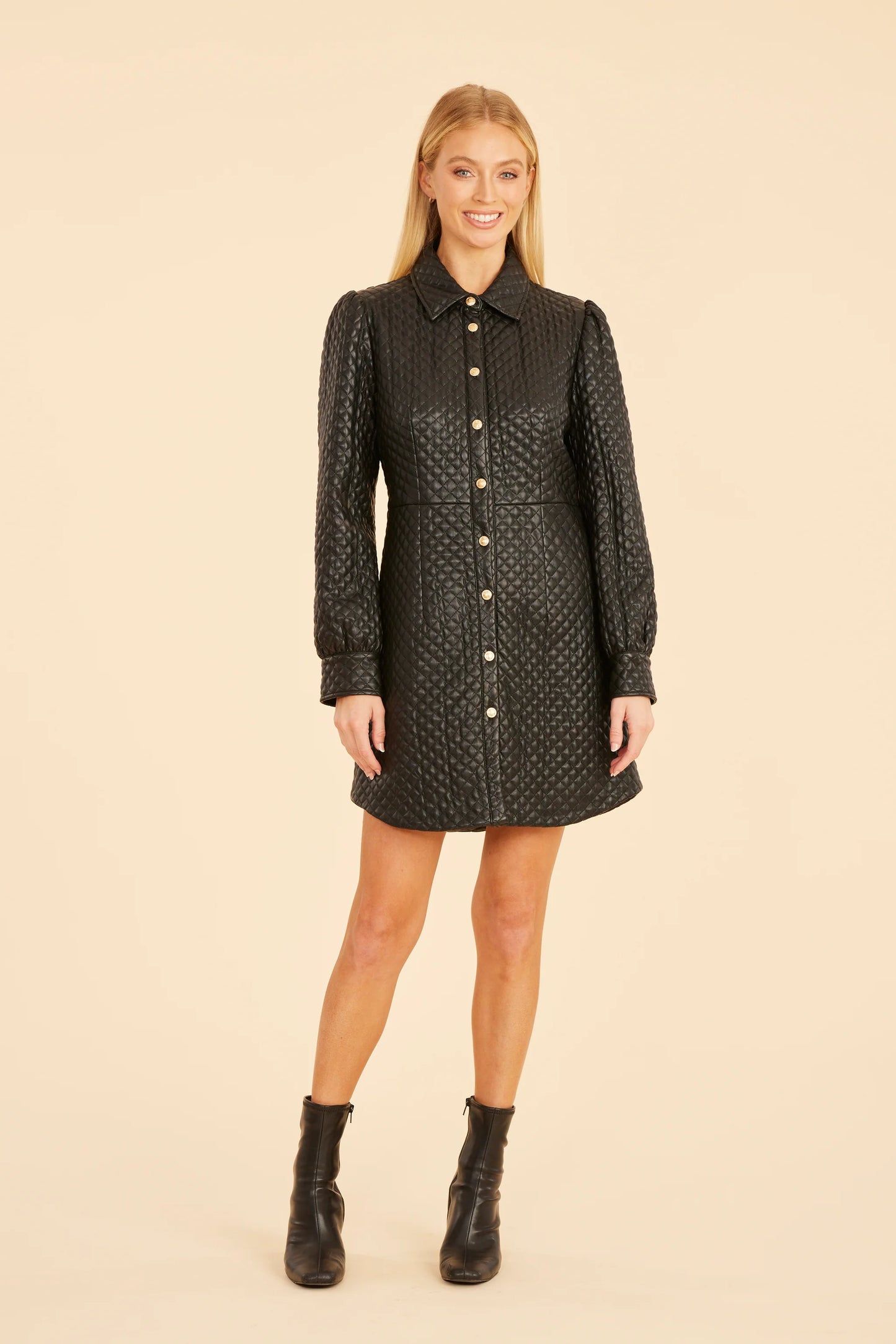 Quilted Tailored Dress in Black by Dolce Cabo