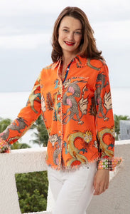 Cape Cod Shirt in Orange Dragon by Dizzy Lizzie