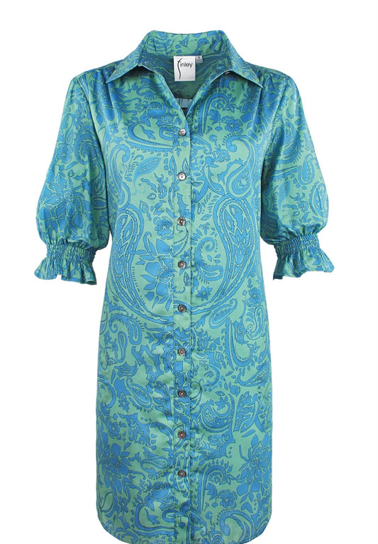 Miller Cotton Shirtdress in Paisley Print by Finley