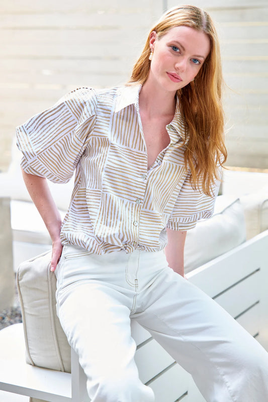 Bomba Shirt Block Stripe in Gold by Finley