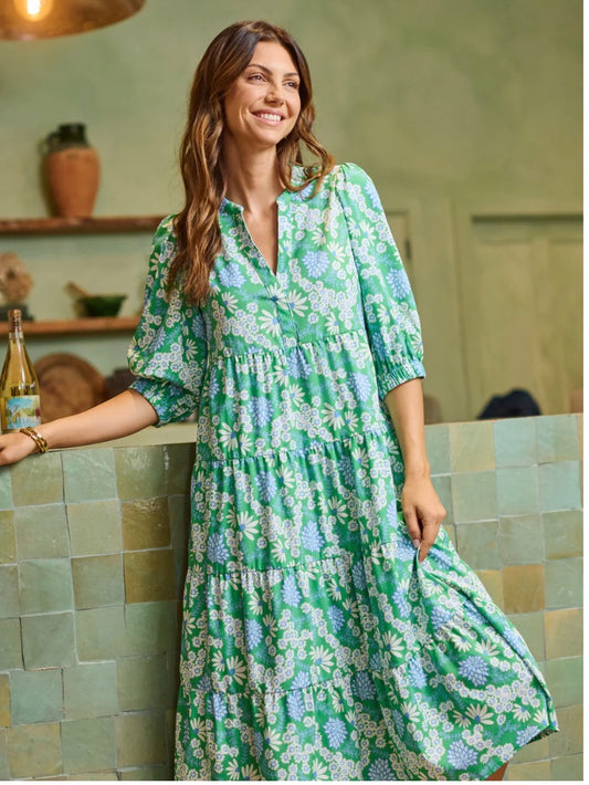 Cameron Dress in Daisy Chain Green by Mary Square