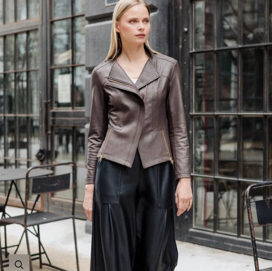 Liquid Leather Jacket in Brown by Clara Sunwoo