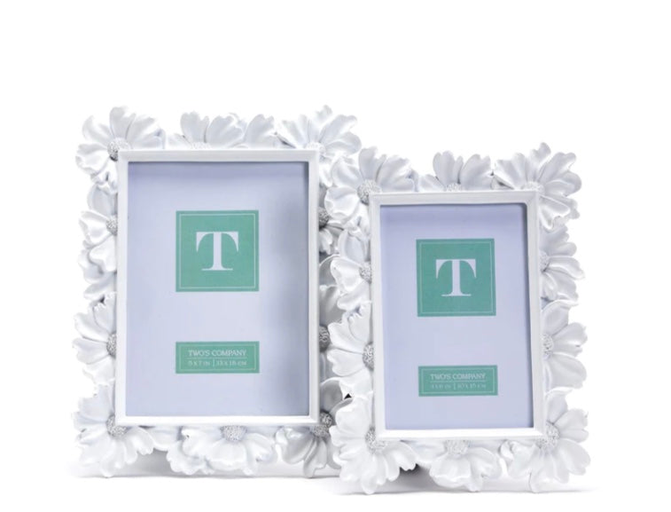 White Daisy Set of Two Photo Frames by Twos Company