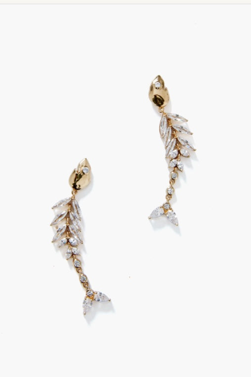 Elisabetta Fish Earrings Crystal by Mignonne Gavigan