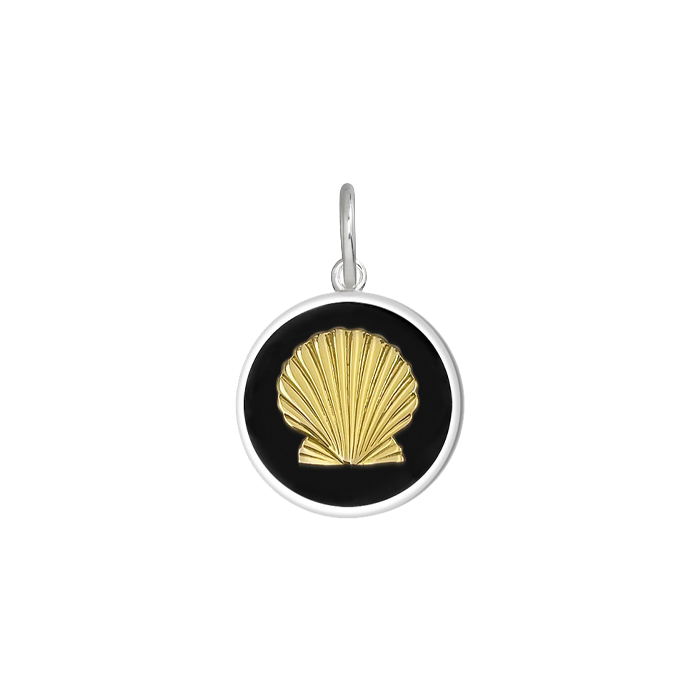 Small 19mm Pendant Gold Shell in Black by Lola & Co