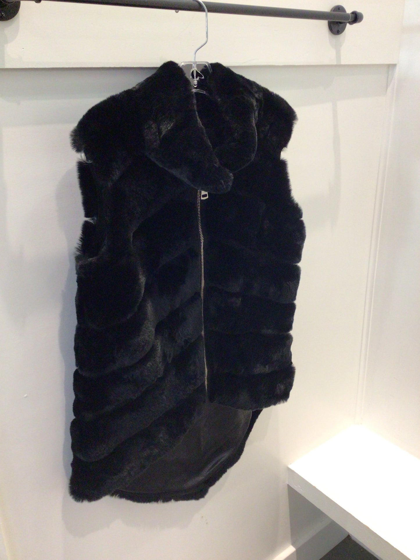 Rabbit and Suede Vest in Black by Mitchie’s