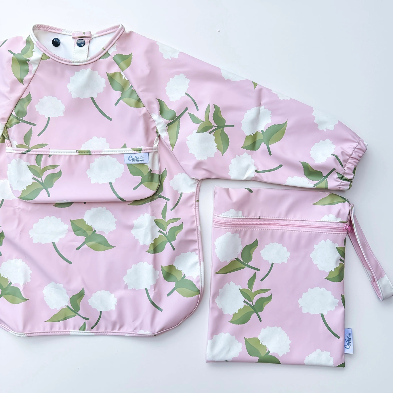 The Grayson Long Sleeve Bib - Hydrangeas