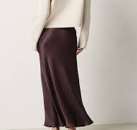 Silky Viscose Rayon Slip Skirt in Chocolate Brown
