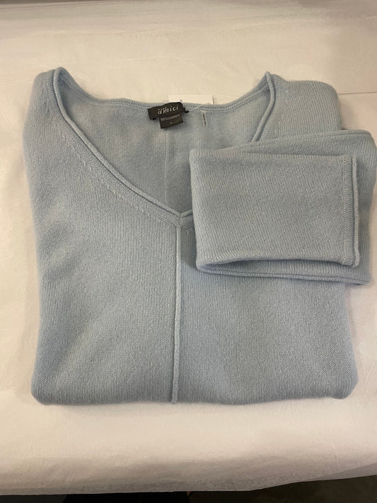 V Neck Cashmere Sweater in Ice Blue by Pure Amici