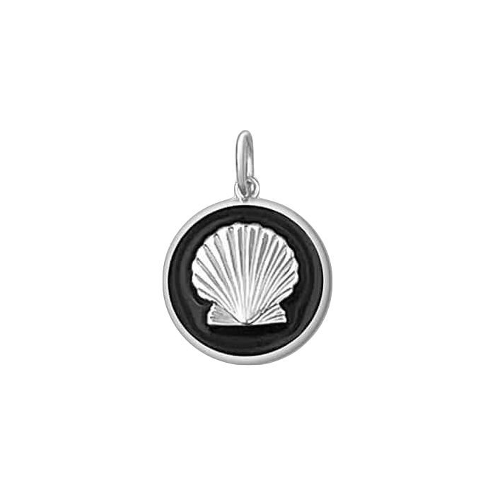 Small 19mm Pendant Silver Shell in Black by Lola & Company