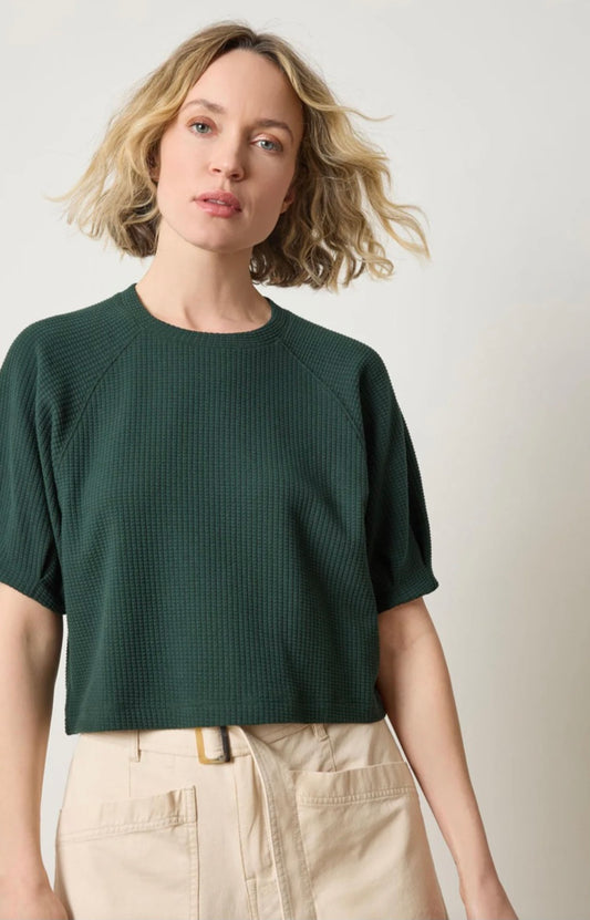Pleated Sleeve Top in Spruce