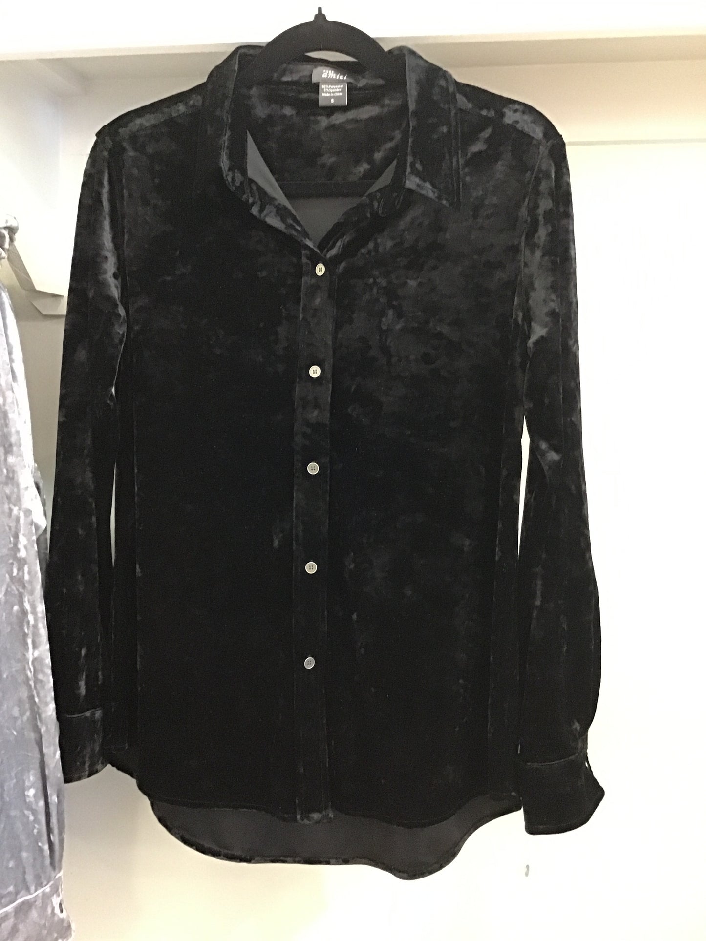 Pure Amici Black Velvet Button Shirt