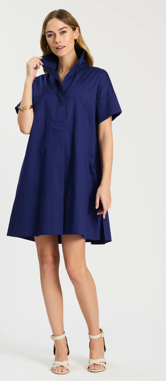 Addie Cotton Short Shirtdress in Beacon Blue by Tyler Boe