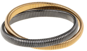 Double Cobra Bracelet in Gold and Gunmetal by Janis Savitt