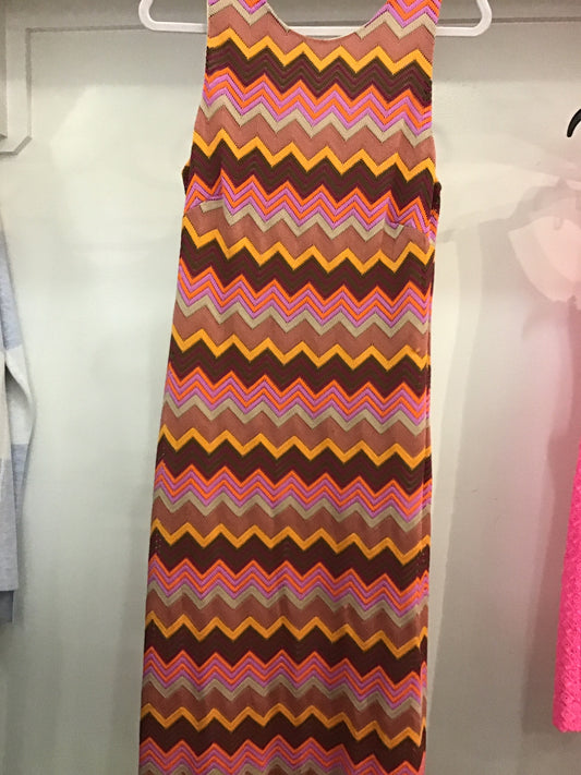 Sleeveless Multi Color Zig Zag Long Dress by Bigio