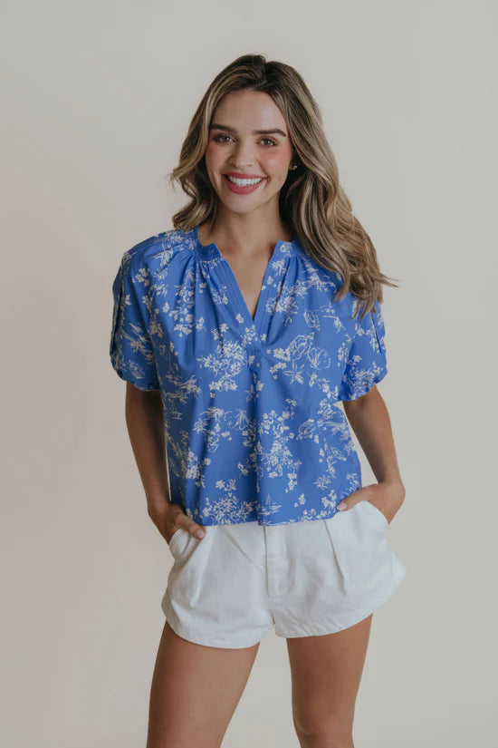 Henley Top in Coastal Toile by LaRoque