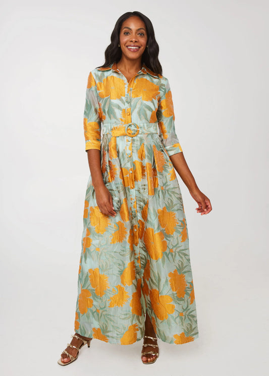 Cecilia Gown Mint Pansy Vine Organza Dress by Abbey Glass