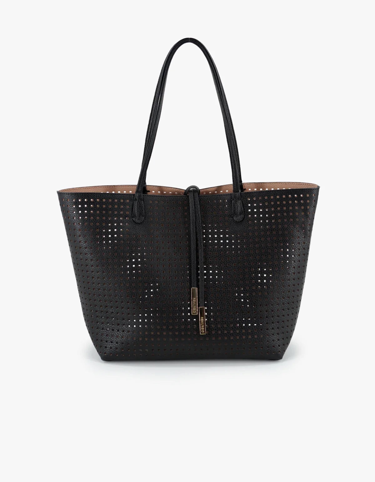 Departure Tote Perforated Square in Black/Nude by Remi Reid