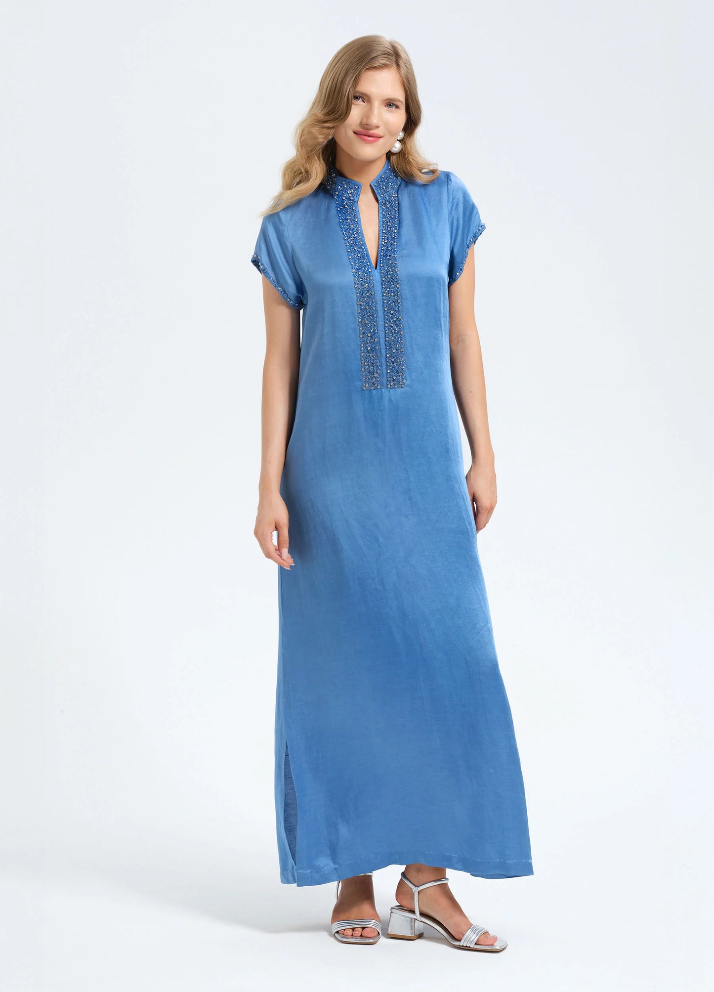 Meg 54’ Cap Sleeve Dress in Cornflower by Bella Tu