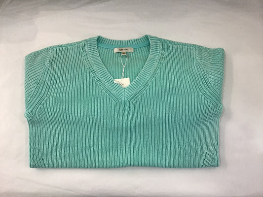 Mineral Wash Cotton V Neck Sweater in Aruba by Tyler Boe