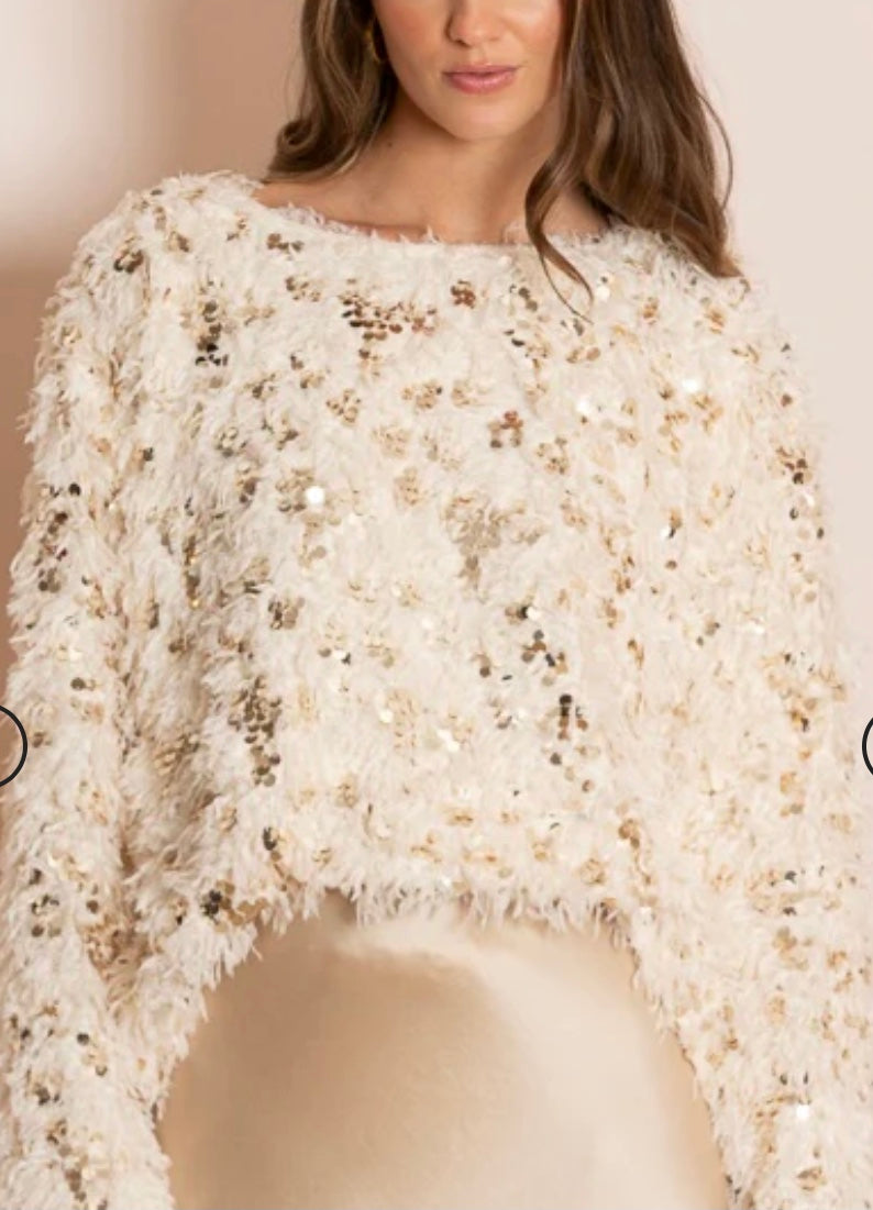 Maisie Feather Texture Top with Sequin Details by Jessie Liu