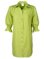 Miller Shirt Dress in Techy Taffeta in Neon Green