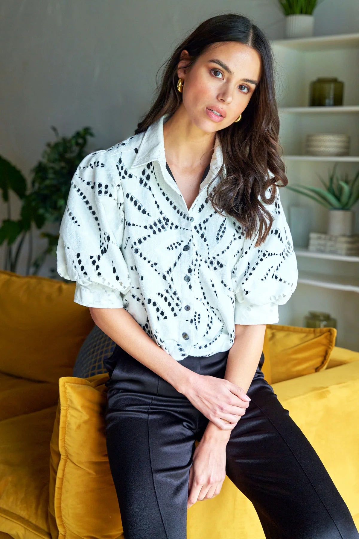 Lindy Shirt Organza Combo in White by Finley