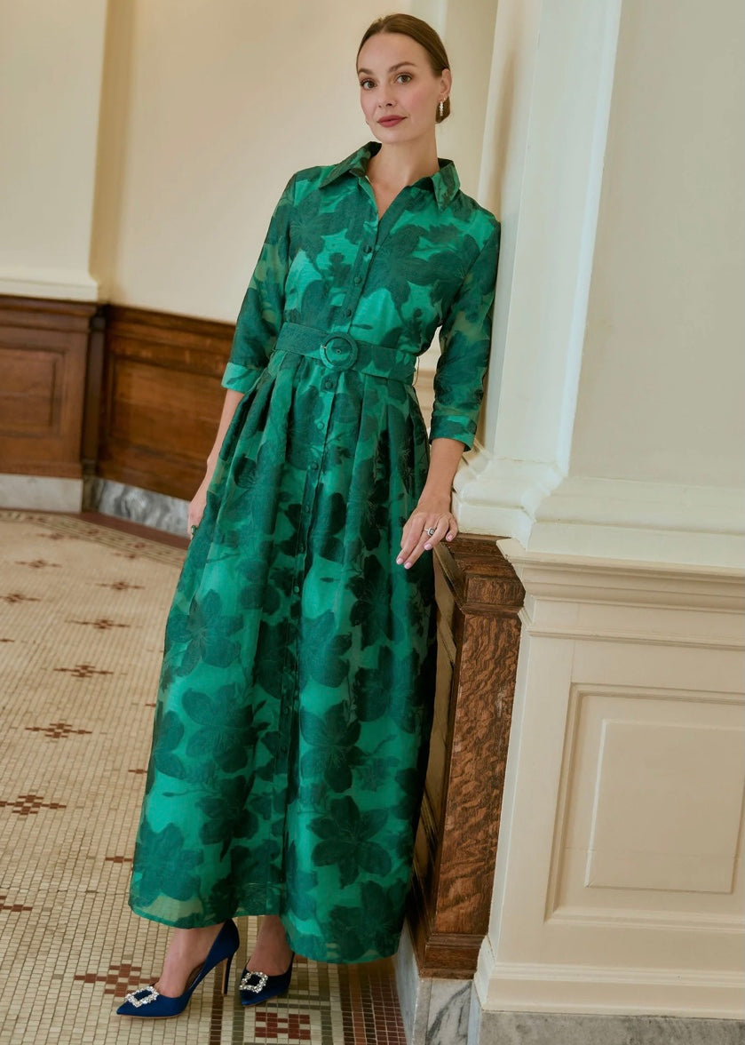 Cecilla Gown in Emerald Azalea Organza by Abbey Glass