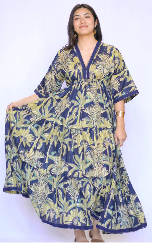 Julieta Dress in Navy and Beige by Dolma