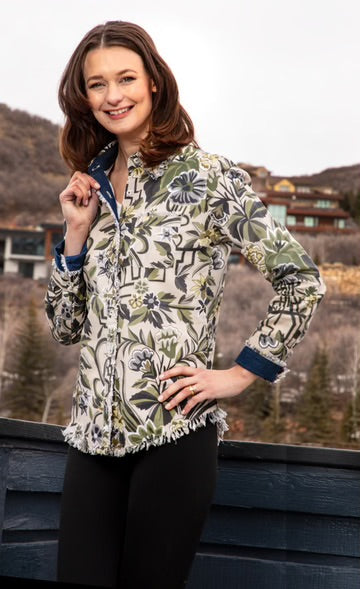 CAPE COD TUNIC NEUTRAL TAPESTRY PRINT COTTON LINEN by Dizzy Lizzie