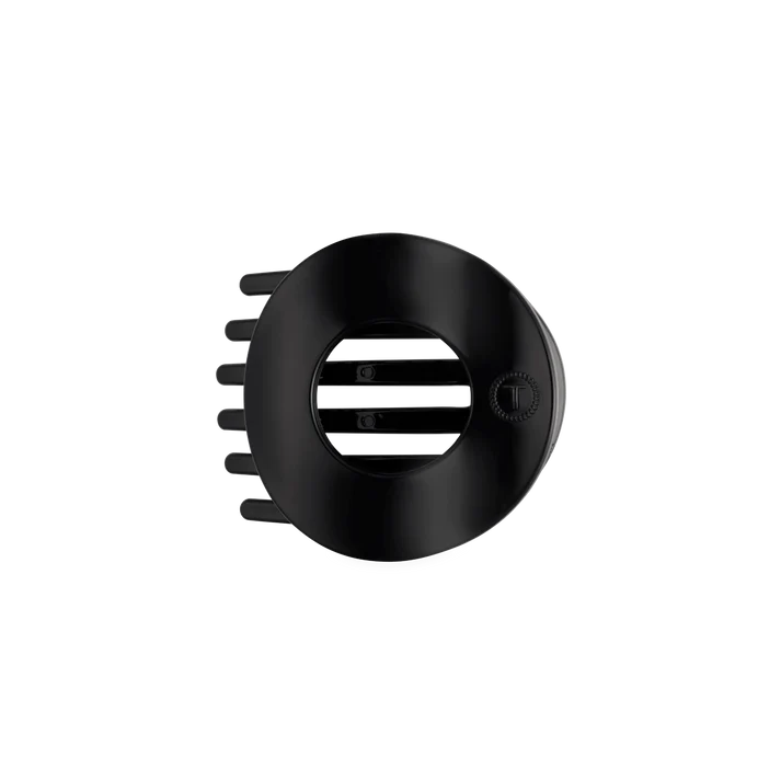 Jet Black Medium Flat Circle Hair Clip by Teleties