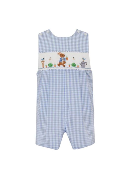 Boys Blue Gingham Smocked Peter Rabbit Jon Jon by Anavini