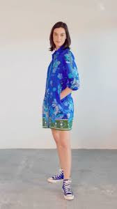 Ava Dress in Sapphire Florals by Maude Vivante