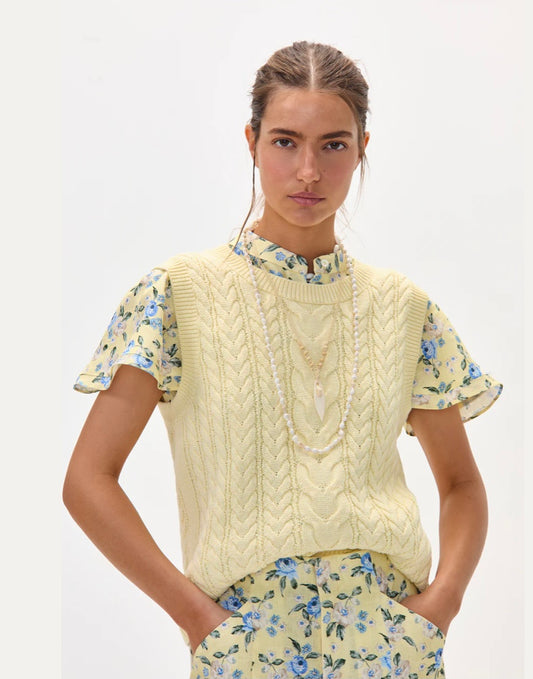 Otto Cotton Knitted Top Butter Yellow by LANHTROPY