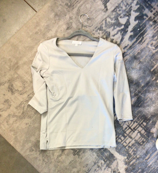 3/4 Sleeve V Neck Shirt (Veronica) in Platinum by A’Nue Miami