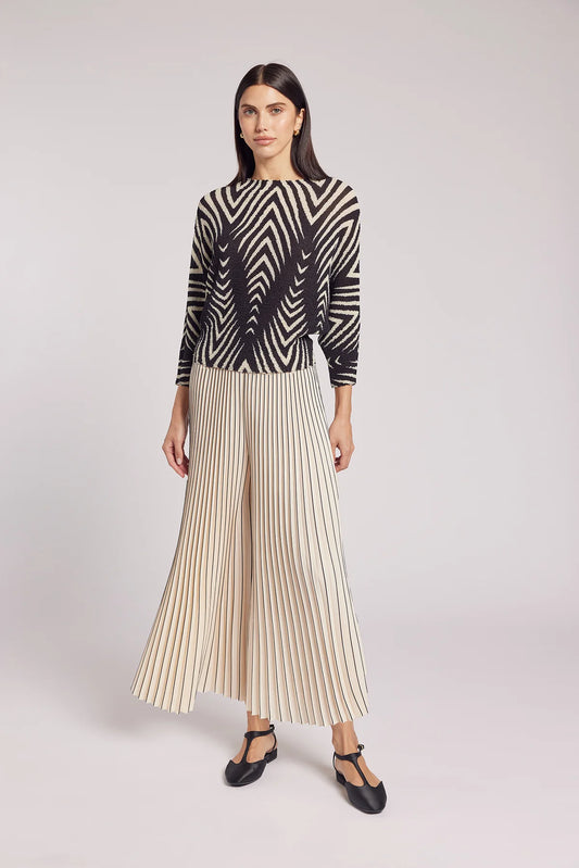 Esther Metallic Pleated Palazzo Pant in Silver