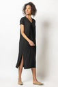 Double V-Neck Maxi Dress in Black by LillaP