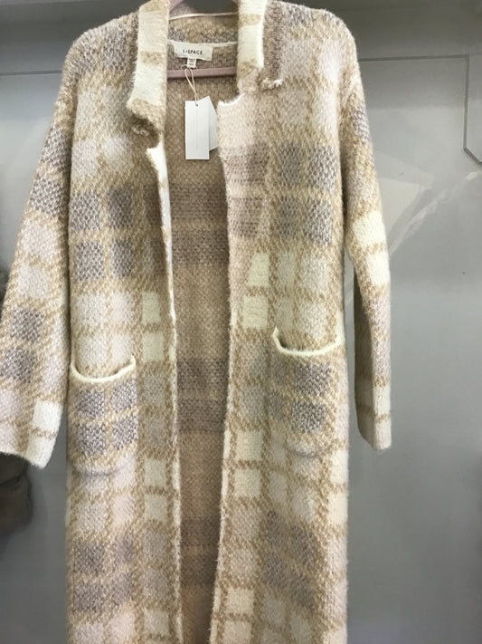 Long Wool Coat in Beige/White by L Space