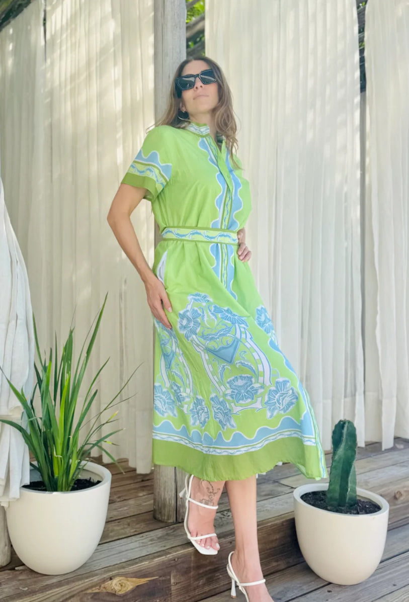 Sydney Shirtdress Pallet in Bouquet Lime by Isla Payal