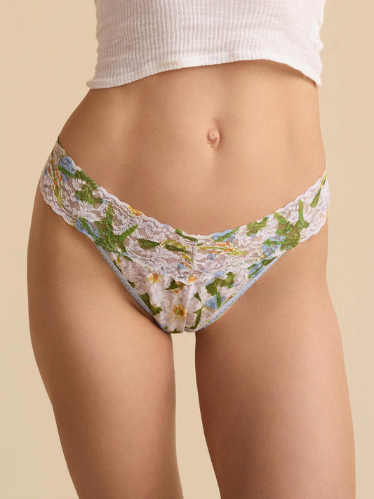 Printed Signature Lace® Original Rise Thong Absolute-Lily Blue by Hanky Panky