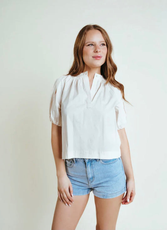 Henley Top in Bone by LaRoque