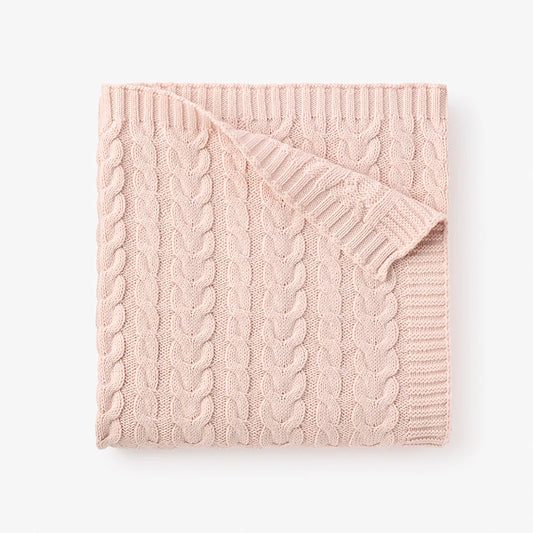 Blush (Pink)Horseshoe Cable Blanket by Elegant Baby